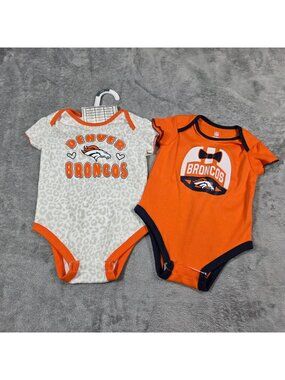 Denver Broncos Bodysuit Girls 18 Months Football NFL Team Apparel Lot of 2 NWOT